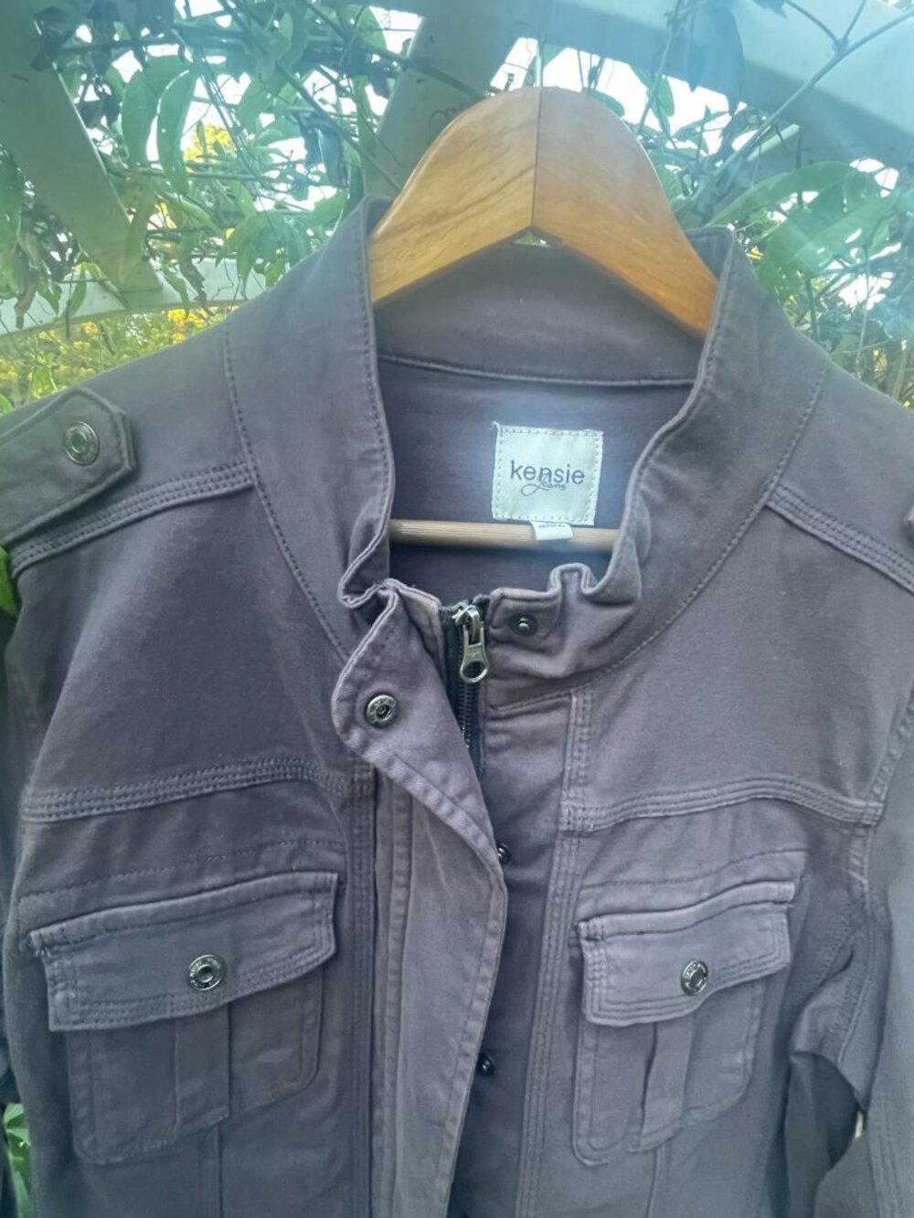 NWOT Kensie Gray Utility Jacket Distressed Grunge Gorpcore XL Cargo Multi-Pocket - Picture 13 of 16